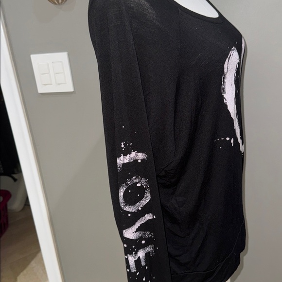 Black Heart Print Women's Tunic Top - Picture 4 of 6